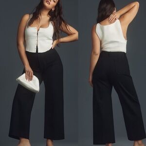 Anthropologie The Colette Black Ponte Crop Wide-Leg Pants by Maeve-Size 22W
